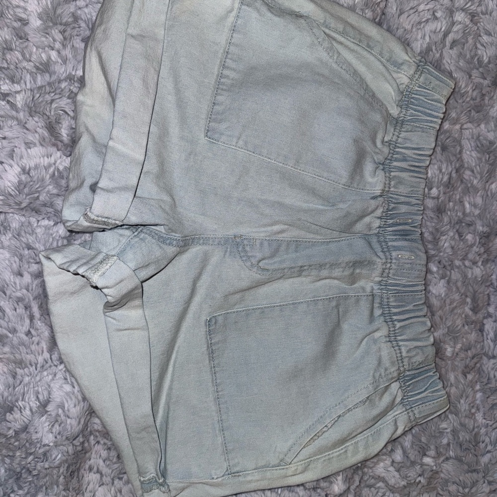NOBO Light Blue Elastic Waist Denim Shorts